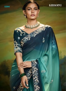 Vêtements de créateur pour femmes Saree en soie de haute qualité Tissu de verre souple Bordure brodée Style traditionnel moderne pour mariage indien - Product Image 3