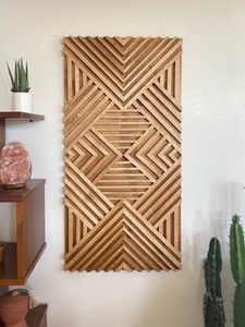 Mandala de madera de mango hecho a mano, 3 paneles de pared, tallado decorativo, estilo boho, decoración de pared de madera, diseño floral étnico, escultura de pared - Product Image 6