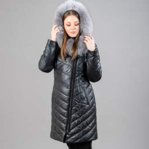 Custom High Quality Leather Long <b>Coat</b> Jacket <b>with</b> fox Fur Collar Zip Close Fashion Wear Full <b>Heated</b> Bomber Jacket - Product Image 4