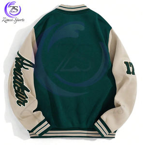Confortable Unique Lettre Graphique Rayé Garniture Couleur Bloc Rave Avec Taille Personnalisée Logo Conception Collège Baseball Varsity Vestes - Product Image 2