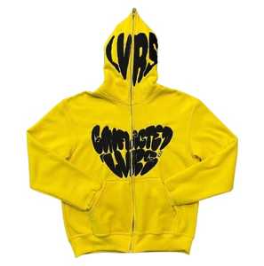 Sudadera con capucha personalizada con cremallera completa y estampado de abullonado 2025, ropa de calle lisa con cremallera, Sudadera con capucha con cremallera de cara completa de algodón de Color sólido bordado para hombre - Product Image 4