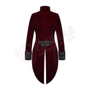 Áo ghi lê dài cổ đứng thời trang thoáng khí GOTH Victorian-frock Áo Khoác Đuôi Tôm Áo khoác nhung đỏ-Áo khoác Gothic steampunk Đen - Product Image 2
