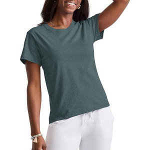 100% coton T-shirt femme coupe ajustée demi-manches col carré T-Shirt femme coton T-Shirt femme classique - Product Image 1