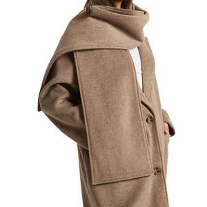 Manteau d'hiver pour femmes en laine et mélanges, col en fourrure de renard véritable, manteau en cachemire avec ceinture pour femmes - Product Image 5