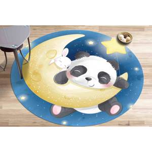 Alfombra Estampada: Alfombras con Diseño de Panda, Alfombras Circulares, Alfombras de Panda, Alfombra Infantil, Alfombra de Terciopelo - Product Image 3