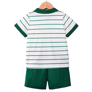Ensemble de vêtements pour garçons en gros pour l'été, 2 pièces, T-shirt à manches courtes, 100% coton, personnalisable, haute qualité - Product Image 2