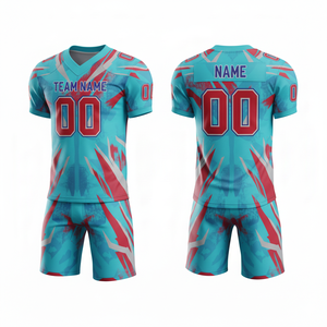 Ensemble de maillot et short de football américain personnalisé avec position du logo sur le devant, 100% polyester, antibactérien, séchage rapide, toutes saisons - Product Image 5
