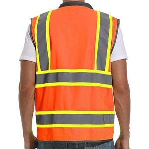 Gilets de sécurité orange haute visibilité pour la construction, gilet de sécurité réfléchissant, multi-poches, vêtements de travail - Product Image 4