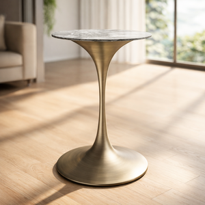 Mesa de Bar Redonda Moderna con Tapa Negra y Base de Acero Inoxidable Tipo Tulipán para Hotel, Cafetería, Bistro, Restaurante, Muebles Comerciales - Product Image 1