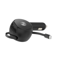 Chargeur de voiture rétractable, chargeur de voiture 3 en 1 à charge rapide 60W USB C avec câble de charge rapide intégré Type C 30W