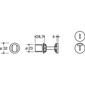 Paire d'écrous de serrure en acier inoxydable 306XAMNR XA, épaisseur 1,5 mm, ronds, HEWI WC/FBM, porte-clés métalliques - Product Image 3
