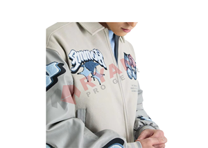 Vente en gros de veste universitaire de haute qualité avec broderie de logo personnalisé pour hommes veste OEM décontractée à fermeture éclair - Product Image 3