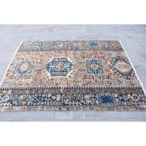 พรมวินเทจสไตล์ตุรกี ขนาด 4.7x6 ฟุต พรมขนสัตว์สีน้ำเงิน - Product Image 4