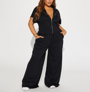 Pantalones Deportivos Casuales de Cintura Elástica de Alta Calidad al por Mayor, Pierna Ancha, Logotipo Bordado, Algodón/Poliéster, Resistentes al Viento y Transpirables - Product Image 1