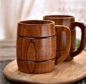 MUG Sale Regalo Cerveza y vino Taza de madera con capacidad extra grande Taza de cerámica de bambú con mango de madera Taza de café para Navidad - Product Image 1