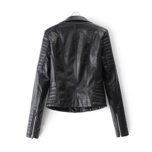 Chaqueta de cuero liso para mujer con diseño OEM personalizado - Product Image 5