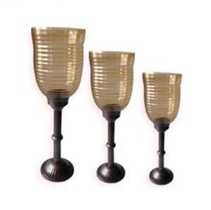 <b>Silver</b> Finished Hurricane Aluminum Cast <b>Silver</b> Plated Metal & Glass Hurricane Candle Holder Handmade Decorative Metal - Product Image 3