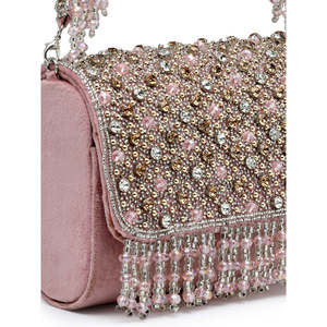 Mirror Embroidery Bohemian Fashion Clutch Bag Tassel Pearl Diamond Stone Handle Handmade Adjustable Strap Crossbody Shoulder - Product Image 3