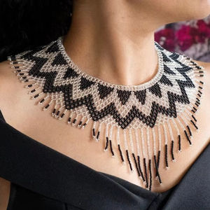 Collar de gargantilla de cuentas de cristal hecho a mano, joyería de moda de calidad premium - Product Image 1