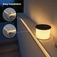Bande lumineuse LED COB AC 110V/220V, étanche IP65, rouleau de 100m, 296 LED/m, lumière linéaire haute tension pour projets extérieurs