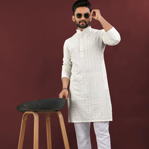 Nuevo Festival Heavy Rayon con Lucknowi Work Material de viscosa Diseño único de secuencia Mate - Product Image 1