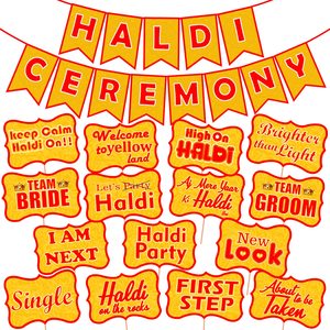 Party Propz 16 pièces Haldi Mehndi articles de décoration pour le mariage, accessoires Haldi pour la mariée et la famille, le marié et la famille, - Product Image 1