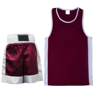 Conjunto de boxeo de poliéster 100% de alta calidad Ropa de artes marciales superior que incluye pantalones cortos y chaleco - Product Image 1