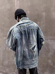 Clothing Manufacturers Distressed Destroy Oversize Custom <b>Denim</b> <b>Jacket</b> <b>Men</b> <b>Men's</b> <b>Jackets</b> - Product Image 5