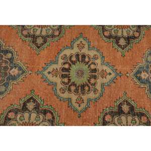 Alfombra turca verde naranja vintage de 3x12,4 pies, lana rectangular clásica de área grande con respaldo de látex para dormitorio para Patrón de pasillo - Product Image 5