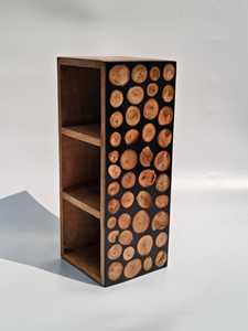 Organizador de Cubiertos de Madera Hecho a Mano con Incrustaciones de Rodajas de Madera Modernas, Porta Utensilios con Múltiples Compartimentos, Caja de Almacenamiento para Mesa de Cocina - Product Image 4
