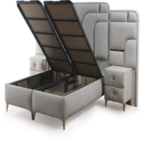 Lit King Tufty en tissu italien moderne de qualité supérieure européen Lit de mariage double rembourré en cuir nordique Lits en bois avec rangement souple