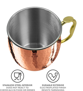 Divris Copper Moscow Mule <b>Mug</b> Handcrafted Hammered Finish Welded Handle Vintage Design Eco-Friendly <b>Large</b> Capacity Home Party - Product Image 5