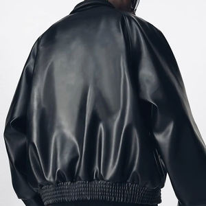 Logotipo bordado personalizado de cuero de béisbol Bombers Letterman College chaqueta de cuero de los hombres de alta calidad - Product Image 5