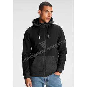 Sweat à capuche zippé surdimensionné en coton pour homme, coupe carrée, imprimé numérique, teint uni, épais, style streetwear d'hiver, grandes tailles - Product Image 3