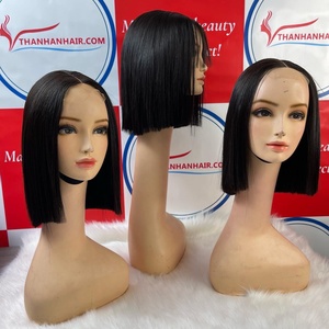 Extensiones de cabello humano liso de hueso vietnamita 2x4 Cierre de encaje de color negro natural En stock Pelucas de parte media - Product Image 4