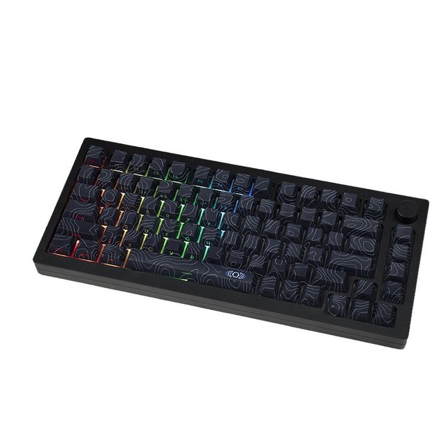 Cherry Profile Double Shot Mechanical Keyboards 136 Keys Topography Keycaps DYE-Sub Patterns Shine Side Print PBT Keycap Set
