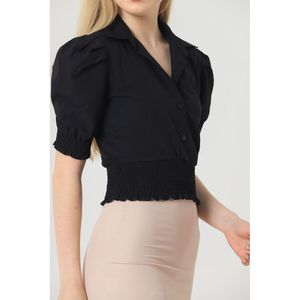 Blusa de Algodón con Botones Delanteros para Mujer, Marca Topshow, Color Negro, Estilo Casual, Manga Larga, para Uso Diario - Product Image 2