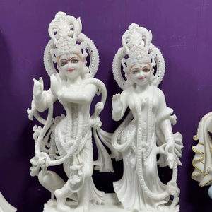 Statue en marbre artisanale, divinité hindoue, dieu Vishnu Laxmi, sculpture élégante pour jardin, temple, art architectural indien fait à la main - Product Image 2