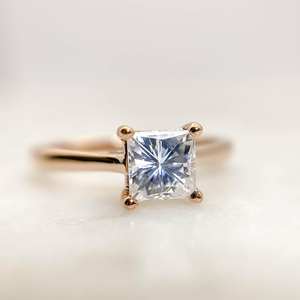 5,5mm princesa corte blanco CZ oro rosa solitario anillo mujeres compromiso banda boda aniversario nupcial promesa joyería proveedor - Product Image 6
