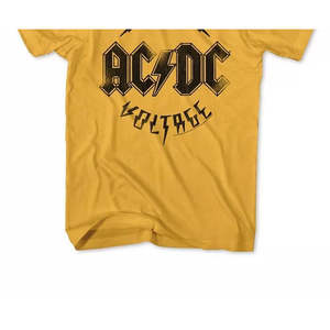 T-Shirt Classica Americana da Uomo ACDC High Voltage con Stampa Grafica, 100% Cotone Jersey, Oversize, Taglia M, Giallo - Product Image 3