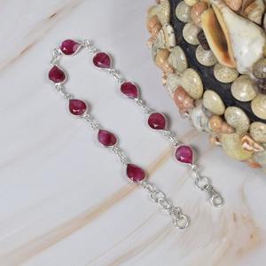 India Best Quality Tennis Beacelet Handmade Exquisite Tennis Solid 925 <b>Sterling</b> <b>Silver</b> <b>Bracelet</b> with Fine Ruby Gemstone Jewelry - Product Image 3