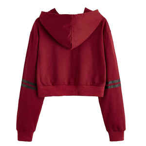 Vêtement d'hiver léger de style décontracté pour femmes en gros, manches longues, haut court avec impression de logo personnalisé, sweat-shirt en polaire - Product Image 6