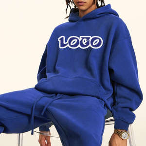 Haute qualité 100% coton épais lourd solide pull à capuche avec patch avant broderie luxe automne à capuche pour hommes - Product Image 5