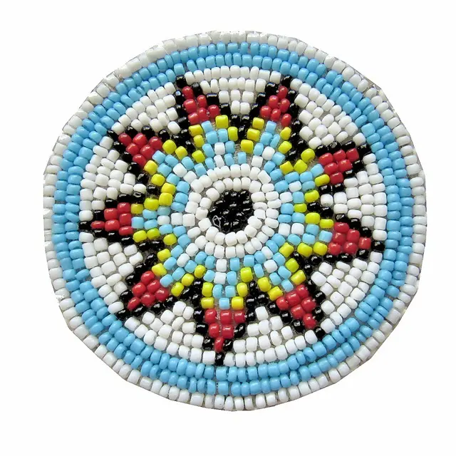 Red Flower Designed Beaded Handmade Patches Patches Pearl Beaded Ethnic Beadwork Native Crafts Patches Custom Embroidery
