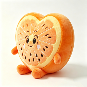 Peluche personnalisée en forme de tranche d'orange, coussin en peluche en forme de cœur, animal en peluche agrumes - Product Image 1