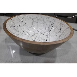 Design classique pour restaurant vaisselle bols de service en bois de mangue avec émail impression bol et cuillère fruits secs mangue bols en bois - Product Image 6