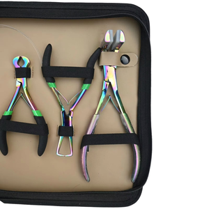 Kit d'outils professionnels en acier inoxydable pour extensions de cheveux, pinces métalliques pour micro-perles, installation et retrait de bandes adhésives, qualité salon, OEM - Product Image 2