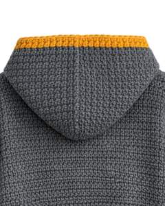 Robe pull à capuche en tricot épais personnalisée pour femmes, manches longues, poche kangourou, décontractée, pull d'hiver à capuche, gris foncé, moutarde - Product Image 6