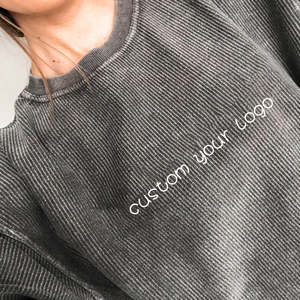 Sweat-shirt en velours côtelé 100% coton personnalisé OEM pour femmes col rond surdimensionné Vintage Streetwear en charbon usé pour l'automne/hiver - Product Image 2