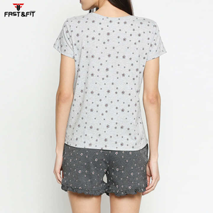 2025 Custom Design Comfortable Contrast Color Wholesale Breathable Women T Shirt and <b>Short</b> <b>Set</b> - Product Image 3